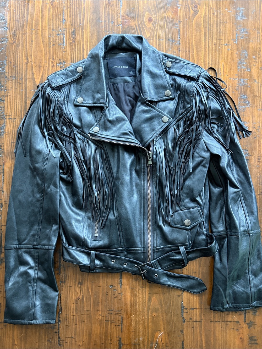 NWOT Black FAUX-Leather Moto Jacket with Zipper
